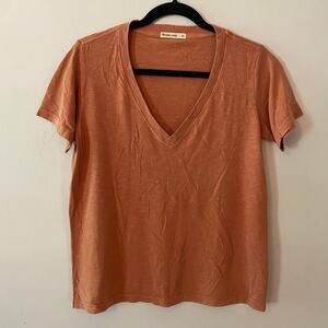Marine Layer Orange V-neck Tee T-Shirt Minimalist Casual Outdoor Women's size XS